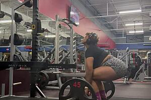 i'm muscle mommy bobbi jo flexing my ebony curves for you outdoors in public pov