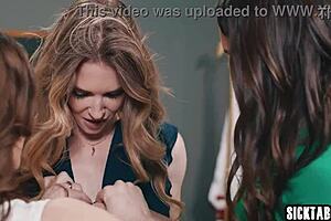 big ass babe kisses lesbians before classroom threesome finger fun