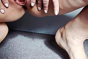 wanna see this mature blonde cougar wife gape her shaved pink cunt with my huge toy up close?