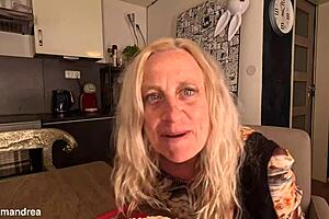 Wife fists her own gaping pussy to squirting orgasm alone