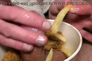My food fetish blowjob mixes cum with chicken fries taste!