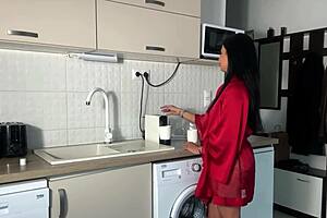 Wife comes home exhausted 😩 but gulps down hubby's thick load 💦 right there! 🔥