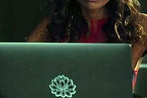 lesbian ebony brunette seduces with licks kisses scissoring team build