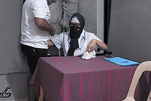 Lady doctor squirts hard riding lucky patient's cock in hospital roleplay