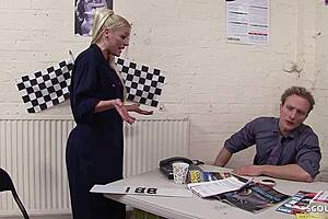 sexy blonde pigtails cougar w big tits seduces boss fer risky garage CHEAT fuck... oops!!