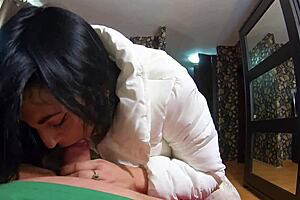 yoga pants cameltoe leads to triple cumshots on puffy downjackets