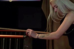 busty blonde slut rides cock rough on pool table all night