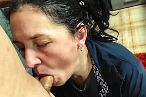 Stepmom milf blowbangs stepsons for sloppy face cumshots