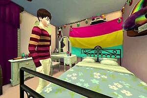 Sims 4 college cram stuffs tight teen ass with rough cock