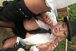 perfect outdoor day for curvy blonde milf big tits anal threesome pounding