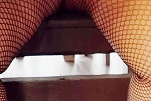 latina mature lifts skirt for shaved pussy upskirt at bar