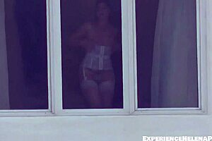 Helena Price teases Nikki Brooks in street voyeur girl-on-girl surprise part 1