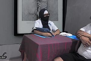 Lady doctor squirts hard riding lucky patient's cock in hospital roleplay