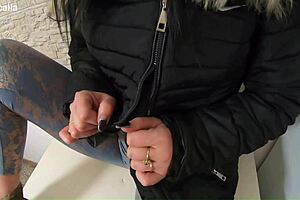 Cum-Drenched Downjacket Leads to Messy Anal Fingering Finish