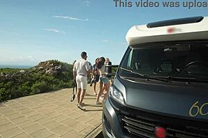 victoria joins libertine bus orgy pounding blonde brunette asses roadside?