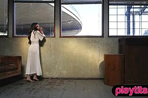 gorgeous canadian petite blonde milf strips nude outdoors