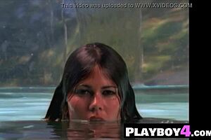 Gorgeous Brittny Ward's Small Tits Glow in Red Lingerie Poses!