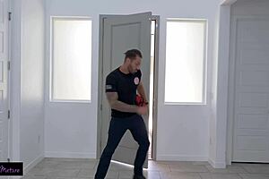 fireman's massive hose floods milf's tight dripping cunt