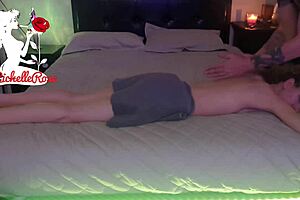 Richelle Rose gets oiled massage then feet cumshot in part one