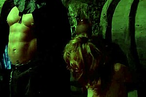 dominant master spits on chained redhead slave shoves banana in shaved pussy assplay leather bondage