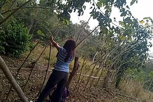 stepmom slut hunts dick in jungle for outdoor fuck 😜🌿