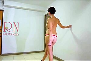 slim babe gracefully strips white dress underwear so flexible babe