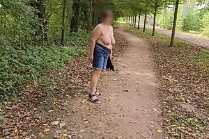 busty milf flashes her saggy naturals outdoors 😏🍈🍈