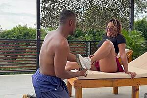 boss's ebony wife craves my big black cock in her perfect curvy ass outdoors