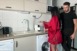 hey babe, tired wife home from work drops to knees and swallows hubby's full hot load