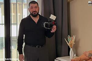 backstage, tattooed stepmom and stepdaughter just take that anal pounding 😏