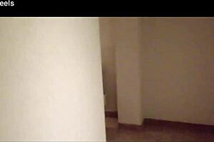 Milf struts hotel corridors in stockings heels lingerie pantyhose sexy latina tease