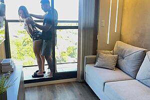 college friend visits latina milf for sensual ebony doggystyle creampie complete