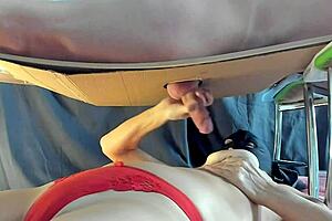 Pulsing orgasm sprays huge jizz load on milf tits