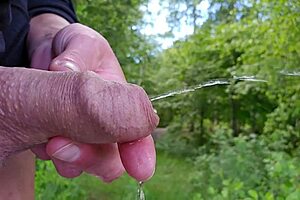 holding his dick while he pees and getting my fingers wet compilation three clips