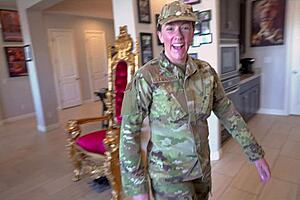 horny stepmom lola maverick struts in uniform boots post deployment