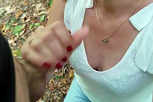 hey wanna see this unfaithful wife gobbling hubby's best friend's cock deep in the woods?