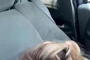 Hip hot babe gives a stranger a blow job in walmart parking lot