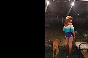 redhead milf wife in halloween costume rides pussy in cowgirl position with amateurs watching